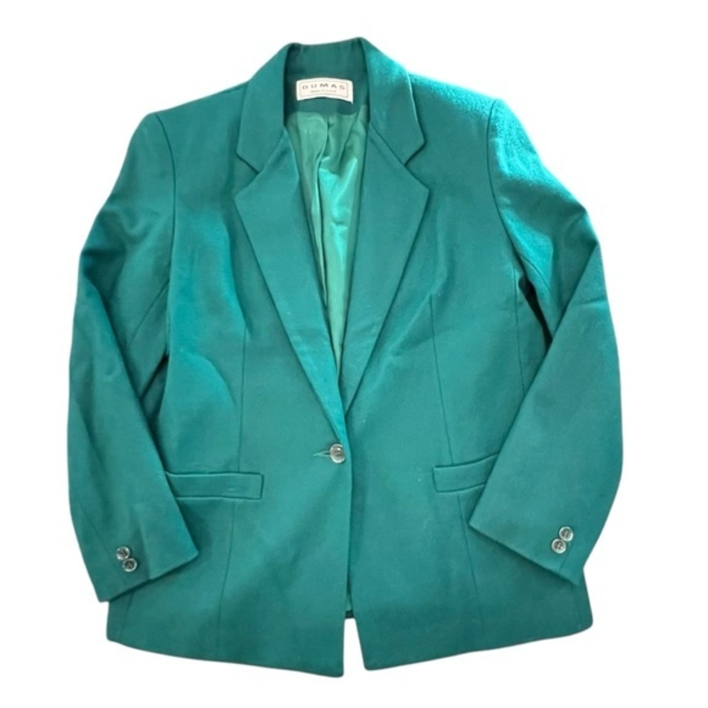 Vintage Dumas Women's 100% Wool Blazer Size 10 Green Jacket‎ One Button USA Made